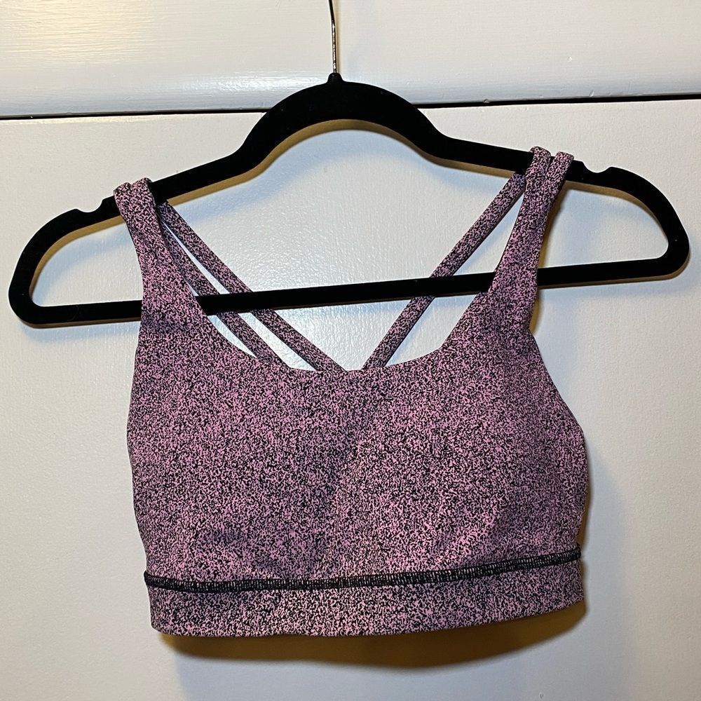 LULULEMON Energy Bra Parfait Pink Black Women’s Size 6 Style W2AW6S